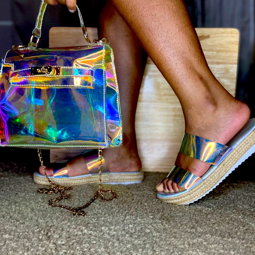 Chain Mermaid Purse and Reflective Shoes Combo.